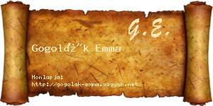 Gogolák Emma névjegykártya
